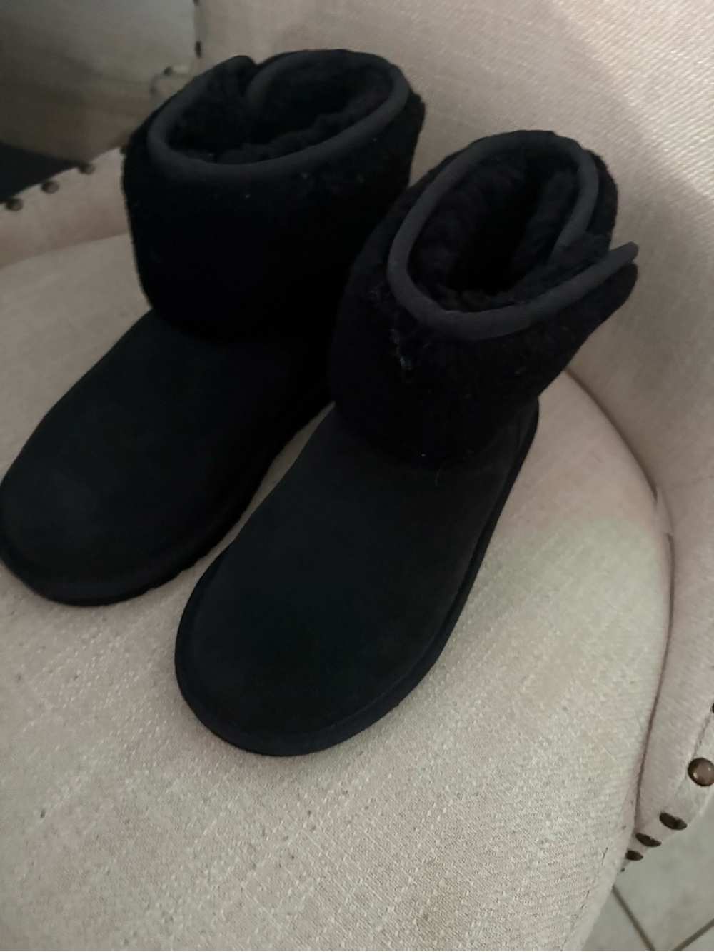 UGG Black Shearling Cuff Ankle Boots